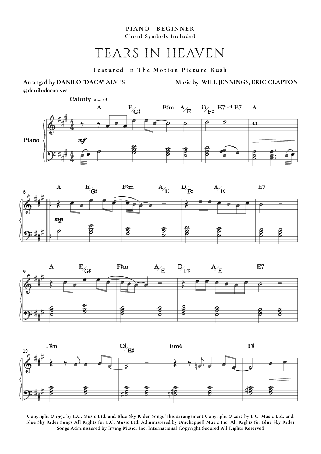 Tears In Heaven (arr. Danilo "Daca" Alves)