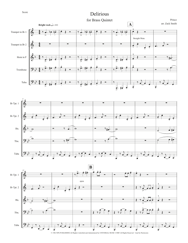 Delirious (arr. Arr. Zack Smith)