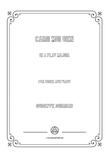 Giordani,Giuseppe-Caro mio ben in A flat Major,for Voice and Piano (arr. MSM)
