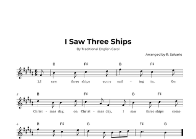 I Saw Three Ships (Key of B Major) (arr. R. Salvario)