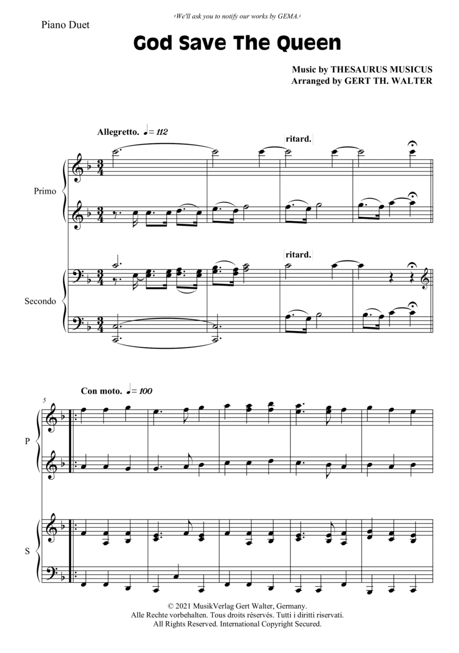 God Save The Queen (arr. Gert Th. Walter)