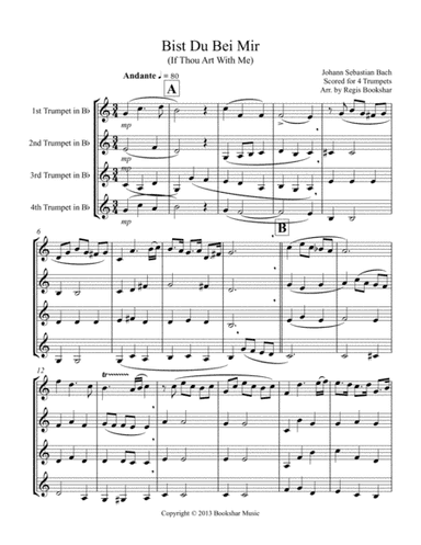 Bist Du Bei Mir (Trumpet Quartet) (arr. Regis Bookshar)
