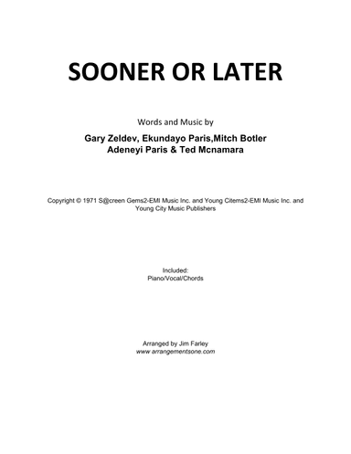 Sooner Or Later (arr. Jim Farley www.arrangementsone.com)