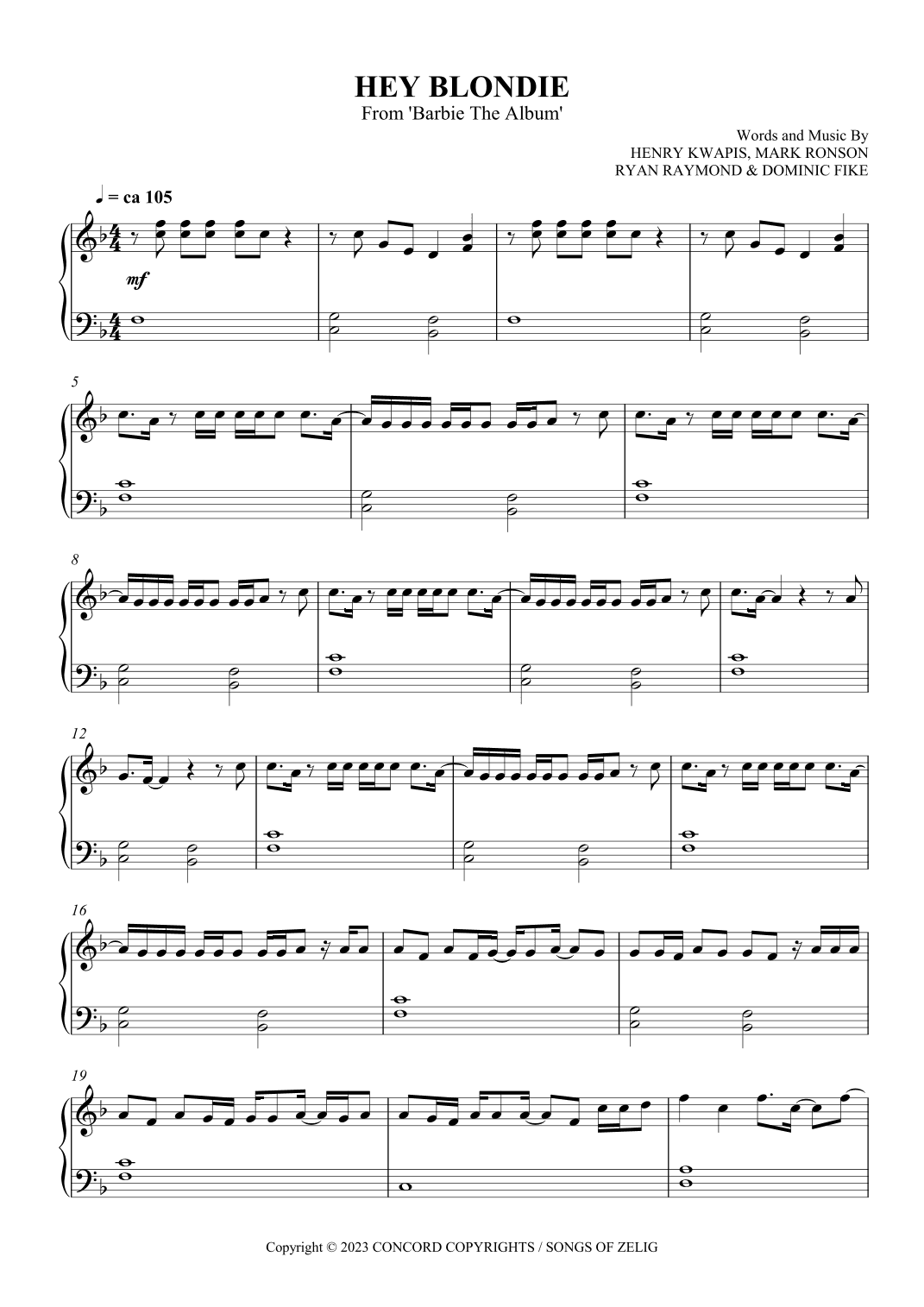 Hey Blondie (from Barbie The Album) (arr. SCMusic)