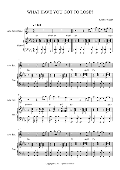 What Have You Got To Lose? - Alto Sax and Piano