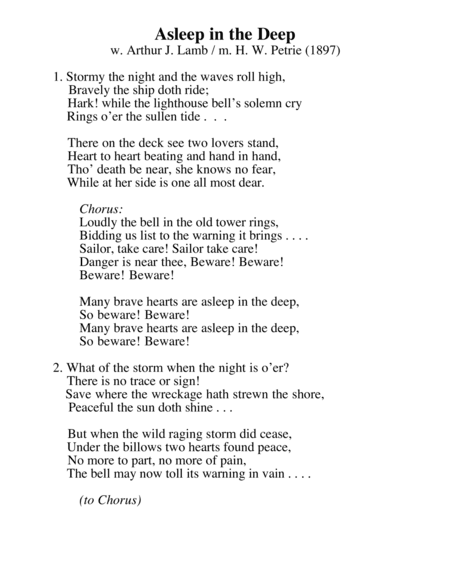 "Asleep In The Deep" Tuba solo arranged for brass quintet (arr. Jud Goodrich)
