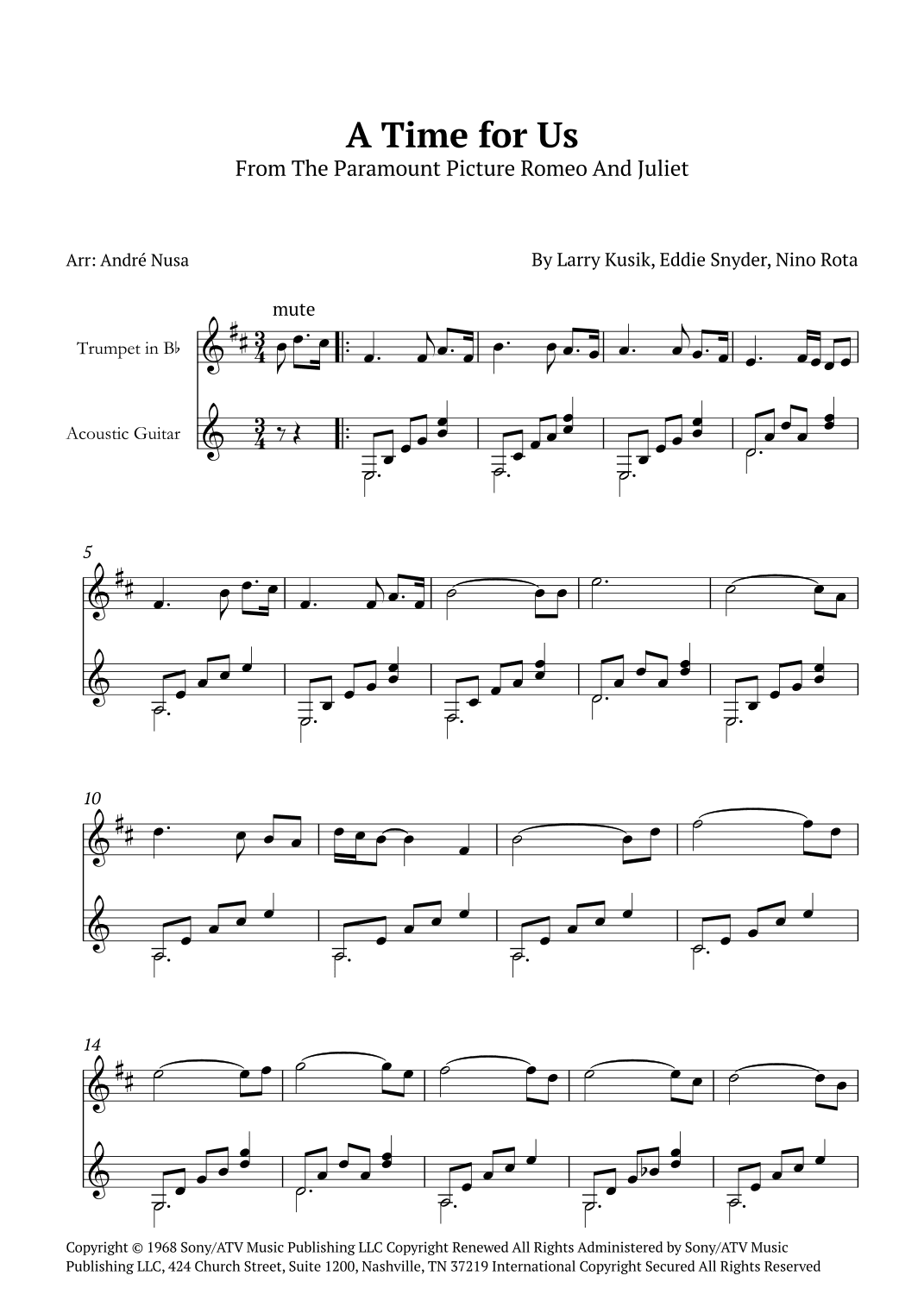 A Time For Us (love Theme) (arr. André Nusa)