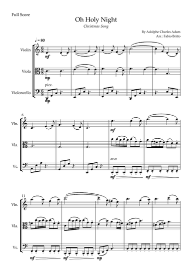 Oh Holly Night (Christmas Song) for String Trio (arr. Fabio Britto)