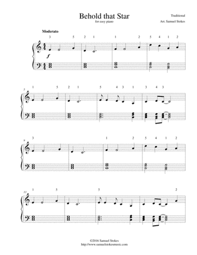 Behold that Star (Up Yonder) - for easy piano (arr. Samuel Stokes)