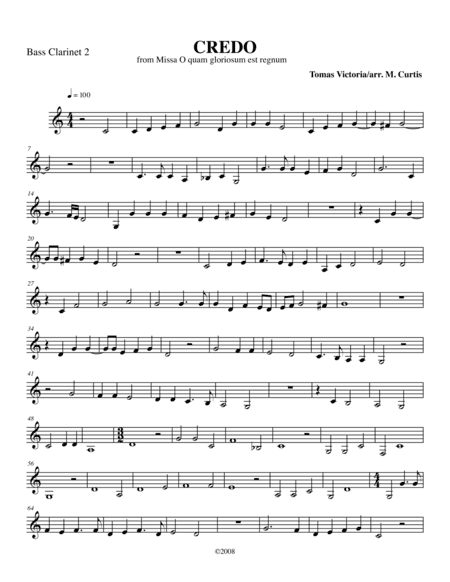 Credo for 2 clarinets and 2 bass clarinets (arr. Mike Curtis)