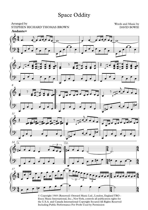 Space Oddity (arr. Stephen Richard Thomas Brown)