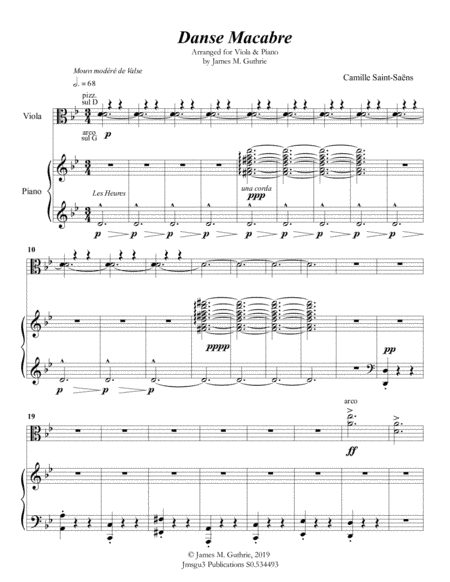 Saint-Saëns: Danse Macabre for Viola & Piano (arr. James M. Guthrie)