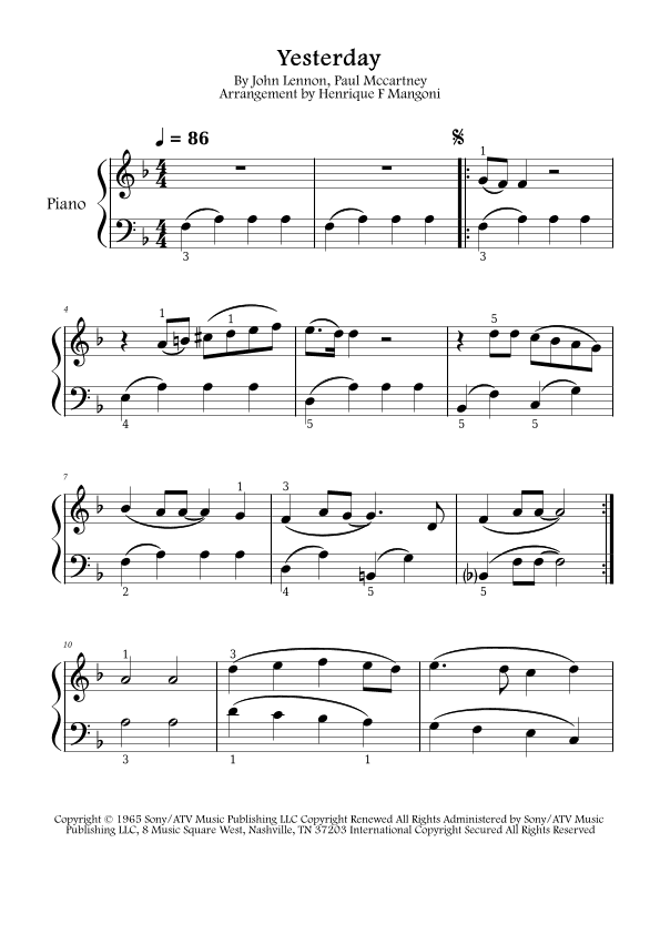 Yesterday (arr. Henrique F Mangoni)
