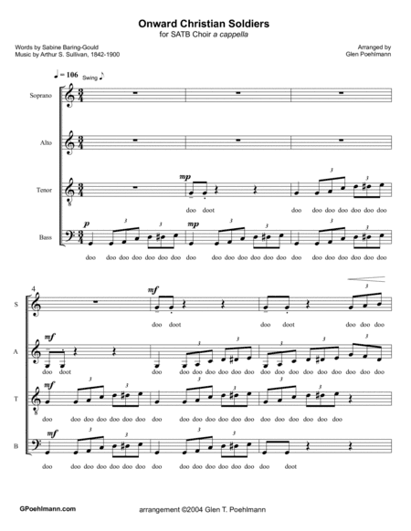 ONWARD CHRISTIAN SOLDIERS - SSAATB CHOIR (a cappella 3/4 jazz) (arr. Glen Poehlmann)