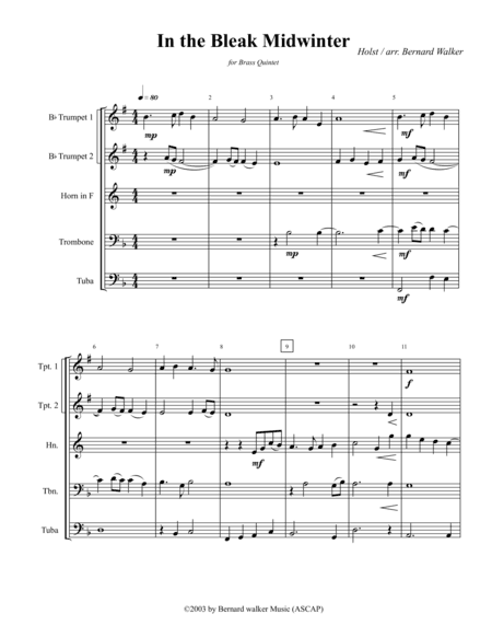 In the Bleak Midwinter (arr. Bernard Walker)
