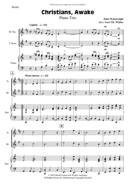Christians, Awake, Salute The Happy Morn (arr. Gert Th. Walter)