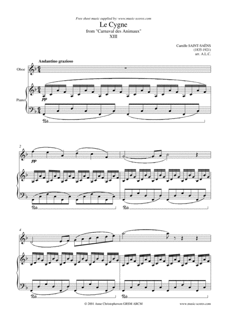 The Swan, or Le Cygne - Oboe and Piano (arr. Anne L Christopherson GRSM ARCM)