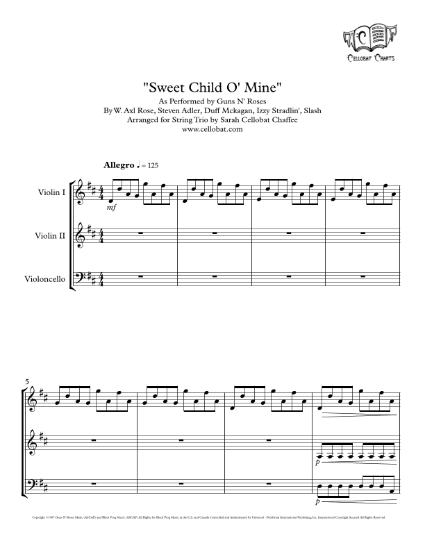 Sweet Child O' Mine (arr. Sarah Cellobat Chaffee)