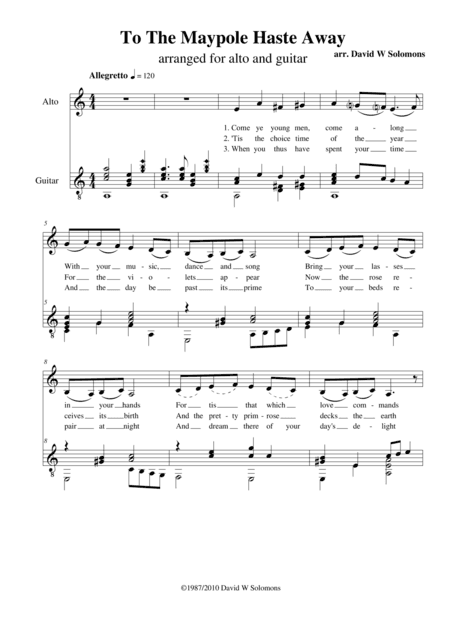 To the Maypole haste away for low voice and guitar (arr. David Wain Solomons)