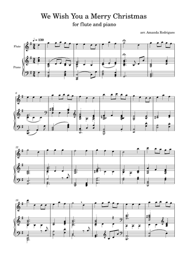 We Wish You a Merry Christimas - Easy Flute Solo with Piano Accompaniment (arr. Amanda Rodrigues)