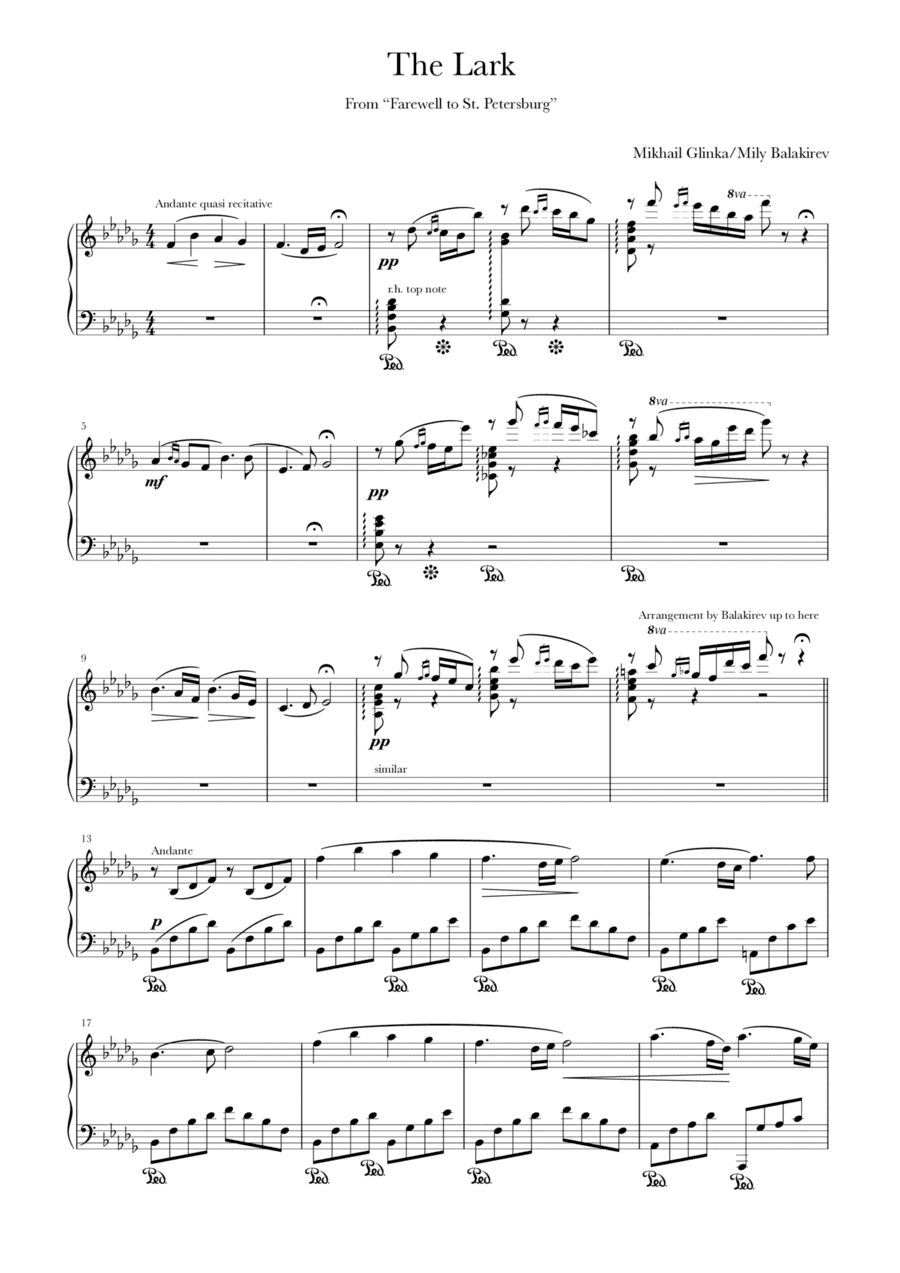 The Lark - from "Farewell to St Petersburg" (arr. Thomas Ling of Sibu)