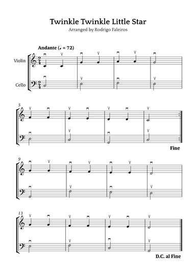 Twinkle Twinkle Little Star (for beginners) (arr. Rodrigo Faleiros)