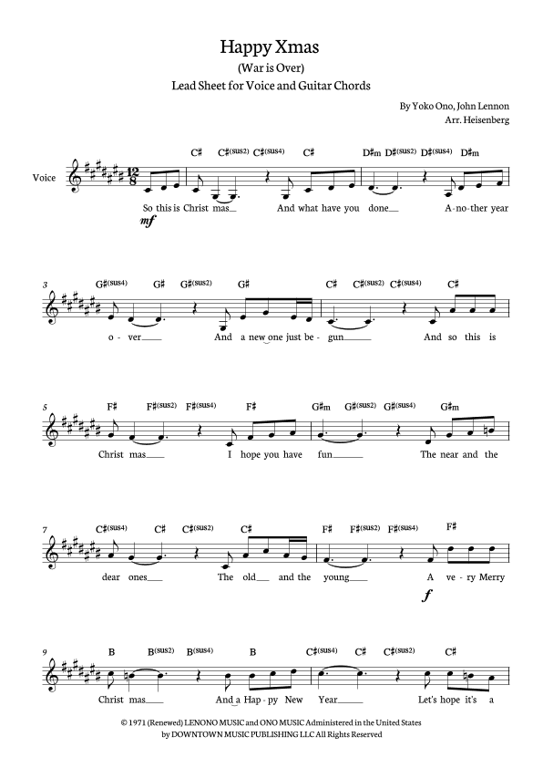 Happy Xmas (war Is Over) (arr. Heisenberg)