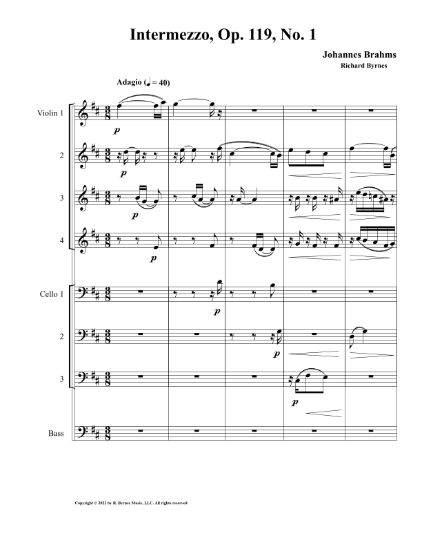 Intermezzo, Op. 119, No. 1 (String Octet) (arr. Richard Byrnes)