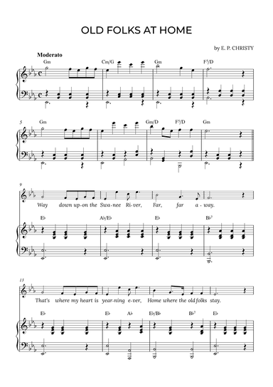 OLD FOLKS AT HOME in Eb with chords (arr. Alex Nunes Rodrigues)