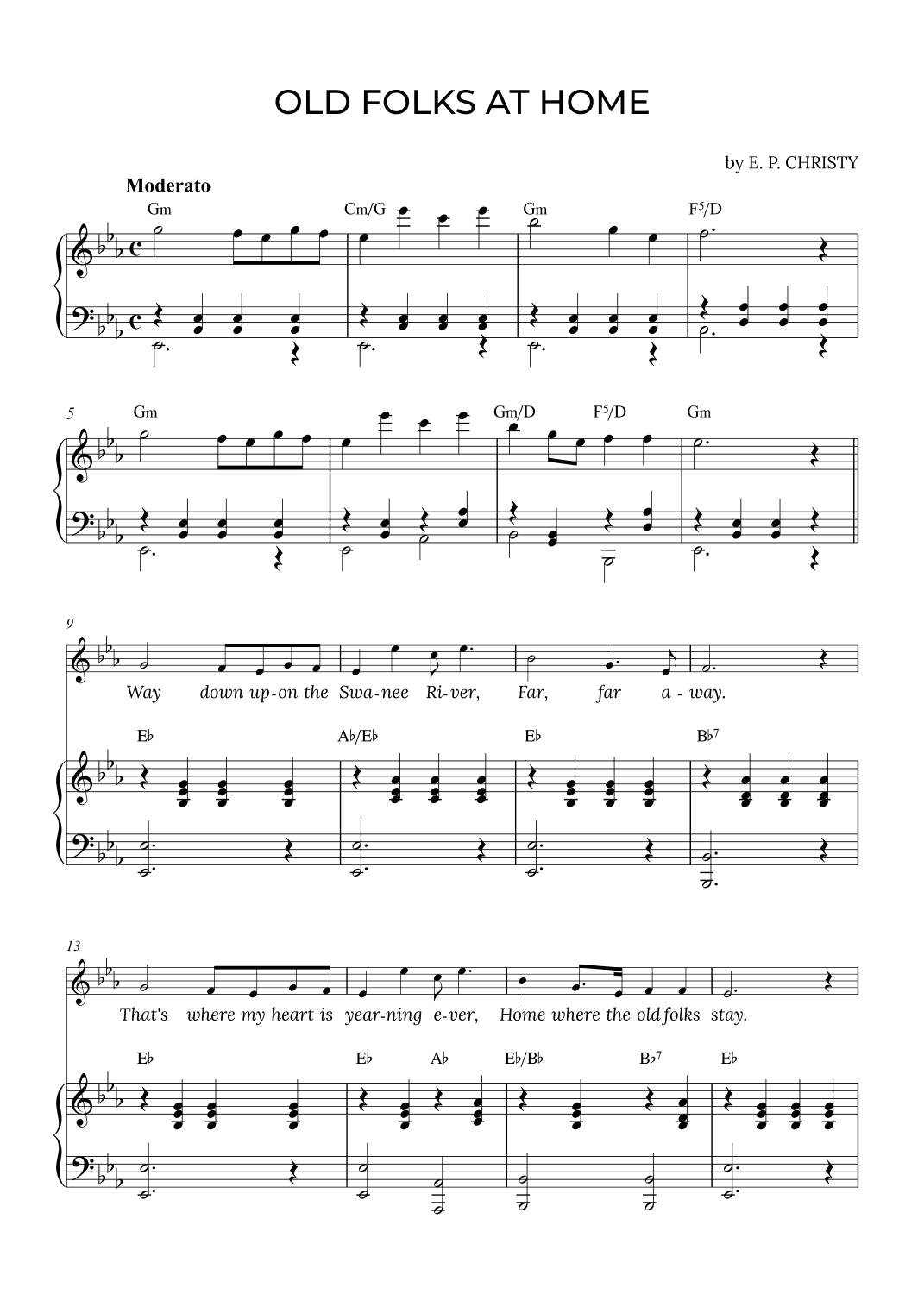 OLD FOLKS AT HOME in Eb with chords (arr. Alex Nunes Rodrigues)