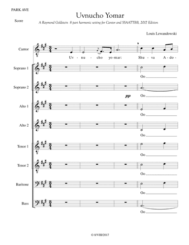 Uvnucho Yomar (Lewandowski) (arr. Raymond Goldstein)