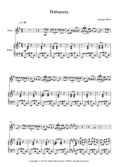 Habanera - Georges Bizet (Flute + Piano) (arr. Digital Book Music)