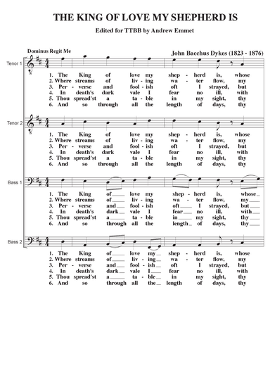 The King Of Love My Shepherd Is A Cappella TTBB (arr. Andrew Emmet)