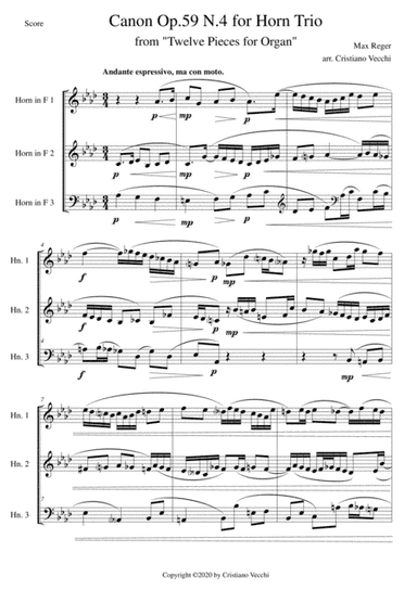 Canon Op.59 N.4 for Horn Trio (arr. Cristiano Vecchi)