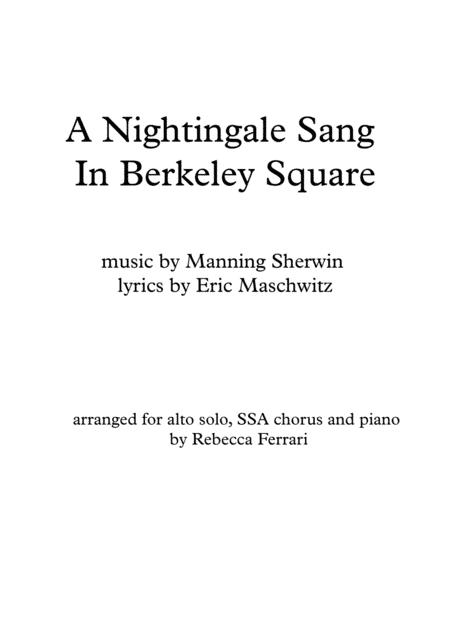 A Nightingale Sang In Berkeley Square (arr. Rebecca Ferrari)