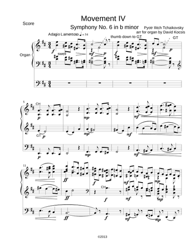 Tchaikovsky - Symphony No. 6 - 4th movement (arr. David Kocsis)