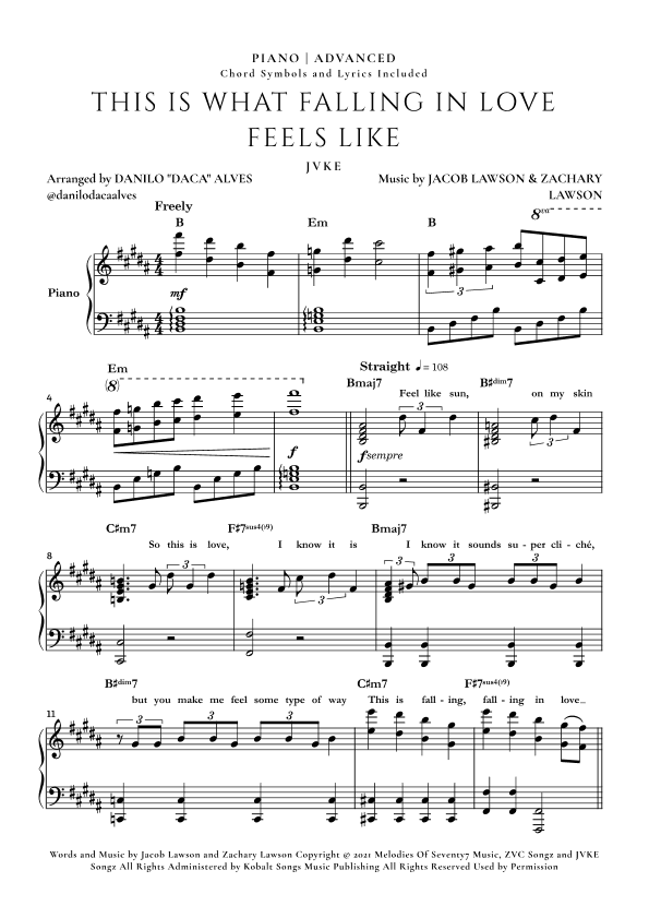 This Is What Falling In Love Feels Like (arr. Danilo "Daca" Alves)