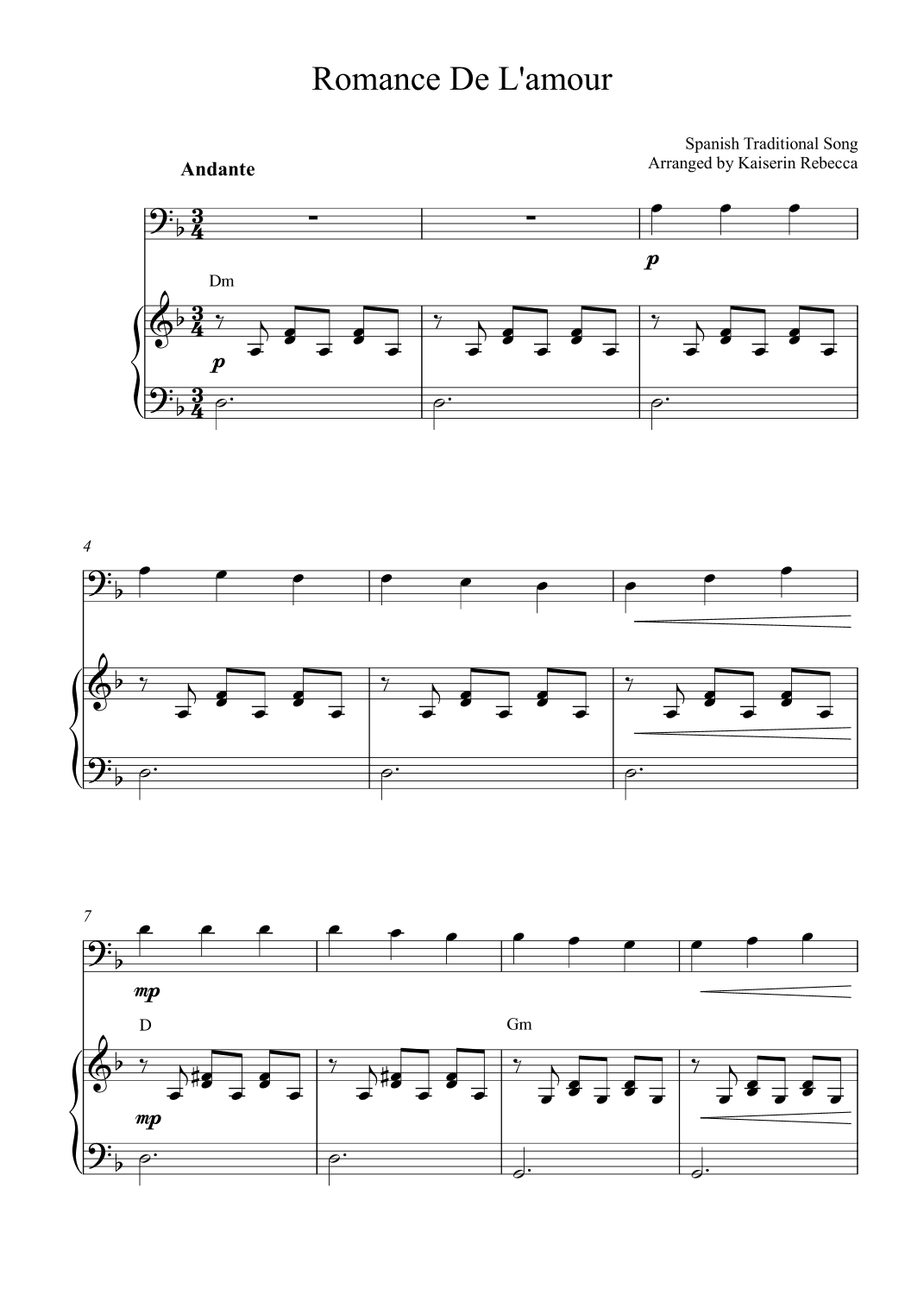 Romance de L'amour (arr. Kaiserin Rebecca)