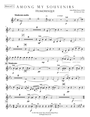 Among My Souvenirs (Humoresque) - #2 Brass & Percussion Parts (arr. Kevin R. Tam)