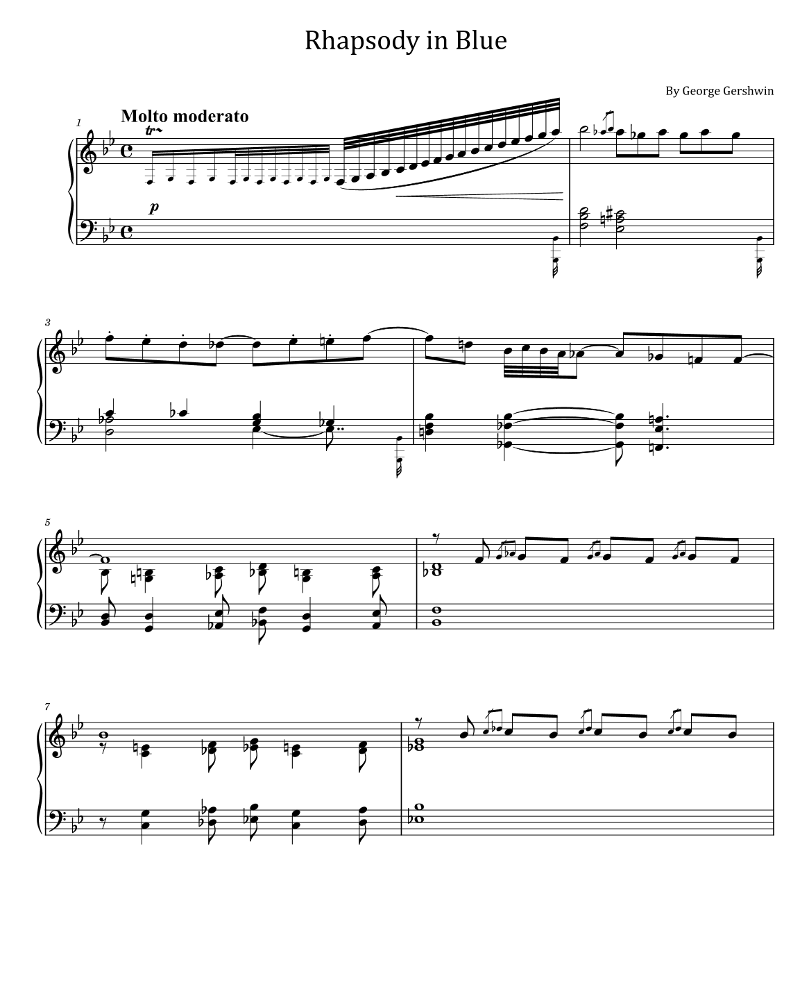 Rhapsody in Blue (Gershwin, George) - For Piano Solo (arr. poon)