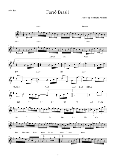 Forró Brasil by Hermeto Pascoal - Lead Sheet for Alto Saxophone (arr. The Sheet Music Library)