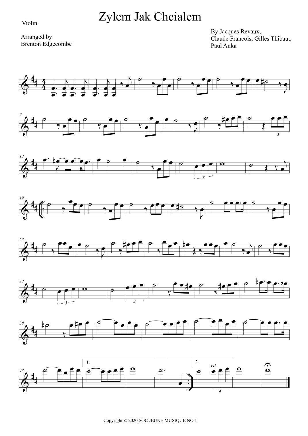 Zylem Jak Chcialem (arr. Brenton Edgecombe)