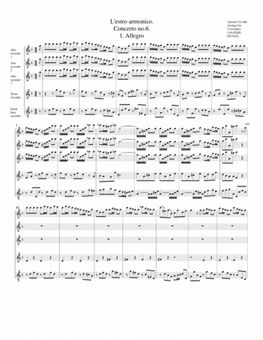 Concerto grosso, Op.3, no.6 (arrangement for 5 recorders) (arr. Gil Garty)