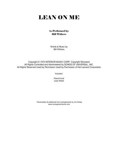 Lean On Me (arr. Jim Farley www.arrangementsone.com)