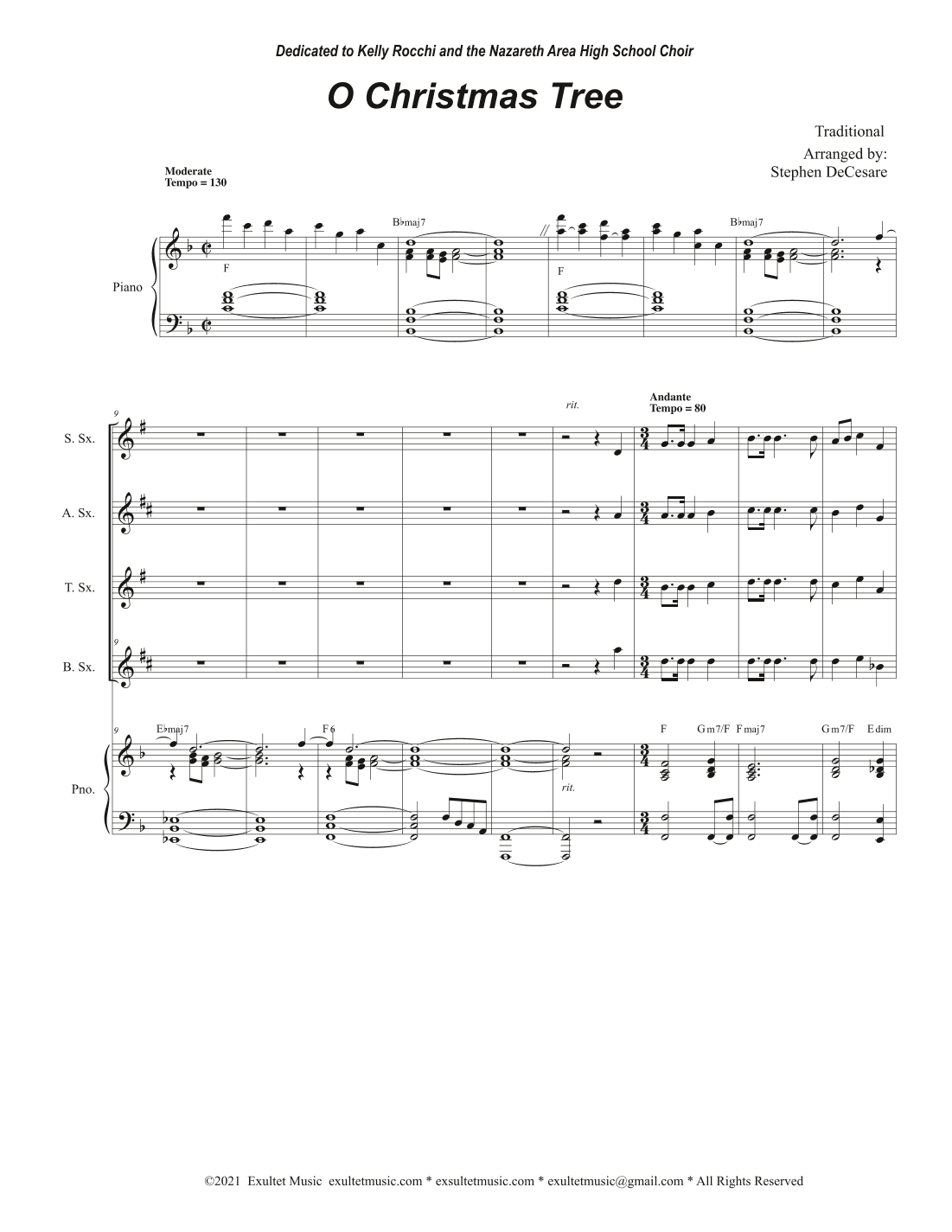 O Christmas Tree (Saxophone Quartet and Piano) (arr. Stephen DeCesare)
