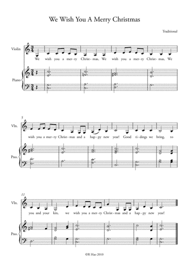 We Wish You A Merry Christmas - Easy Violin and Piano (arr. Rob Hao)