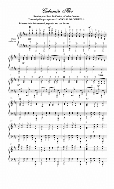 Cubanita Flor - Rumba por: Raúl de Castro y Carlos Courau. (arr. Juan Carlos Cortés A.)