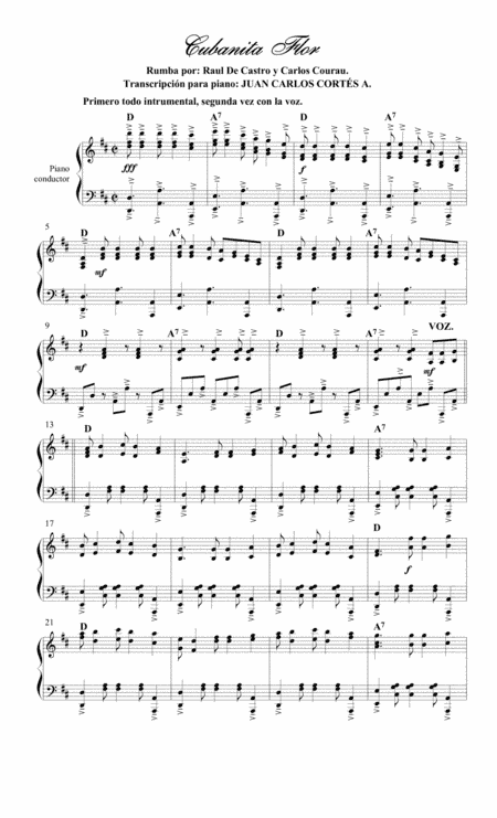 Cubanita Flor - Rumba por: Raúl de Castro y Carlos Courau. (arr. Juan Carlos Cortés A.)