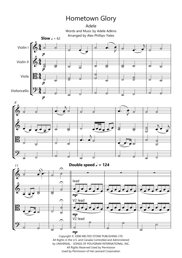 Hometown Glory (arr. Alex Phillips-Yates)