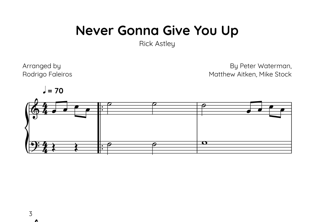 Never Gonna Give You Up (arr. Rodrigo Faleiros)